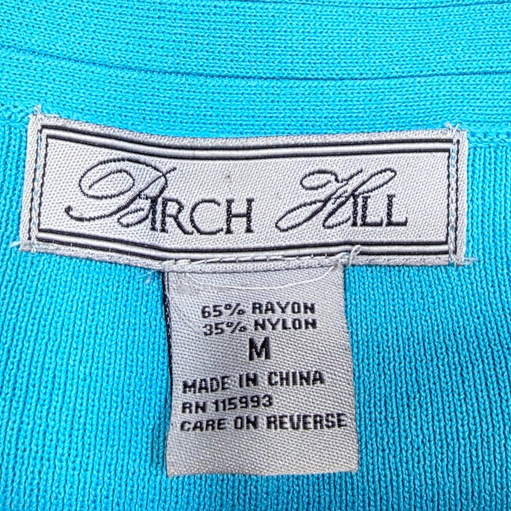 Arch Hill Cardigan Women M Teal Blue Ribbed Knit Open Front Sweater 9449 - Picture 4 of 4